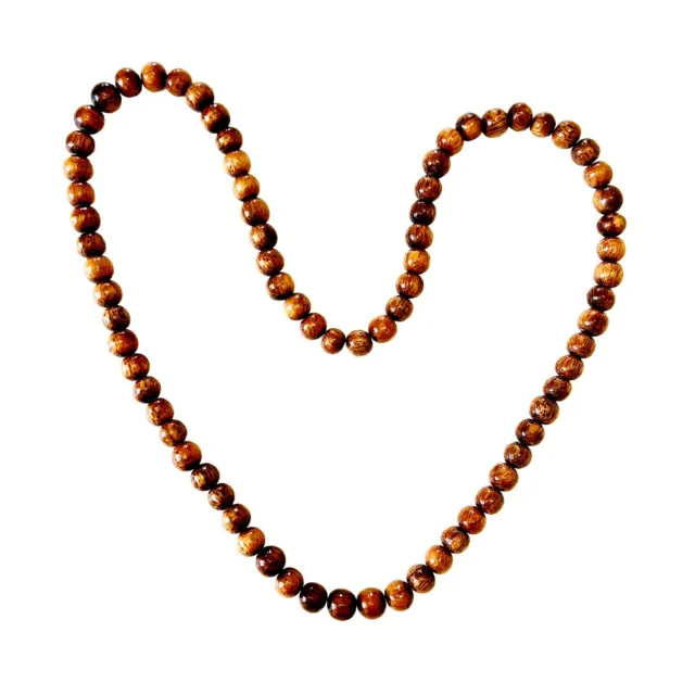 Hawaiian Jewelry Hand Made 12mm Koa Wood Bead Lei Necklace From Maui, Hawaii 32"