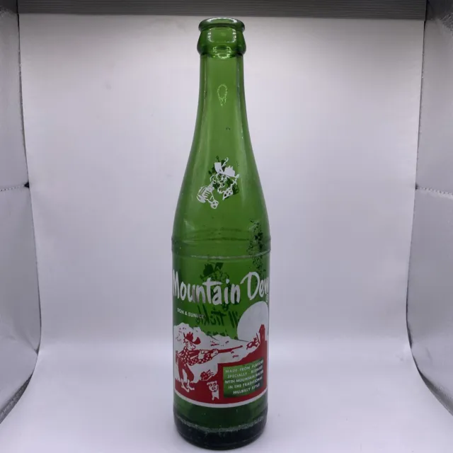 Mountain Dew hillbilly 10 oz bottle - Don & Eunice ACL Painted Soda Bottle 1960s