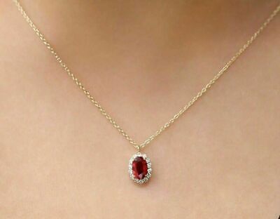 2:00Ct Heart Cut Red Ruby Solitaire Pendent Lab Created  14k White Gold  Finish