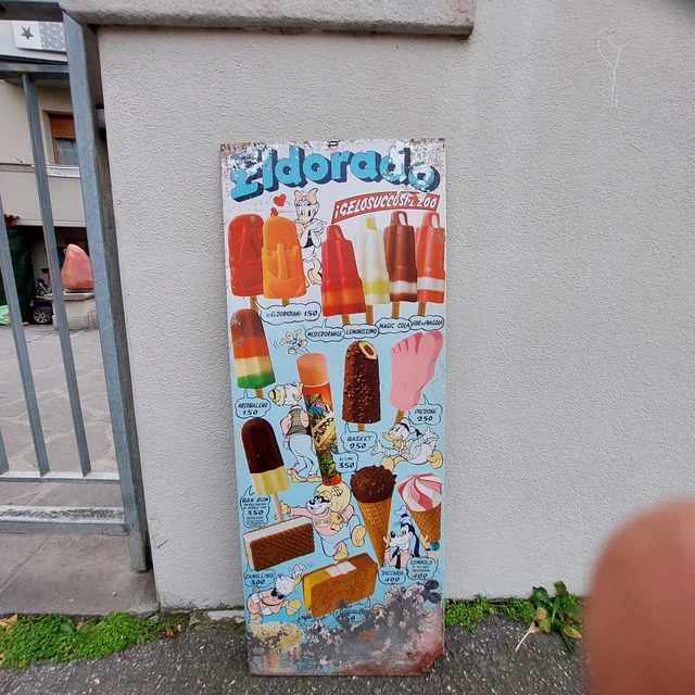 TABELLA ELDORADO INSEGNA dei gelati Walt Disney Anni 70 lire pubblicità ...