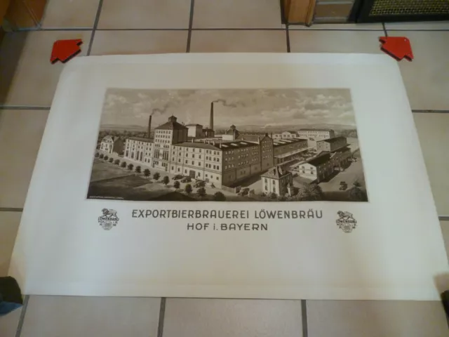 EXPORTBIERBRAUEREI LÖWENBRÄU HOF i. BAYERN Original Plakat 1920/30er Jahre EXPORTBIERBRAUEREI LÖWENBRÄU HOF i. BAYERN Original Plakat 1920/30er Jahre