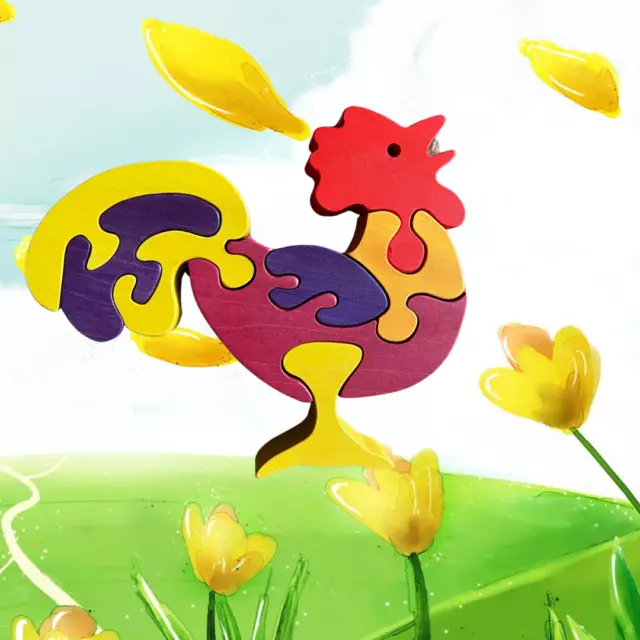 Wooden Jigsaw Puzzle for toddler Animal Educational Toy Montessori, 3D puzzle