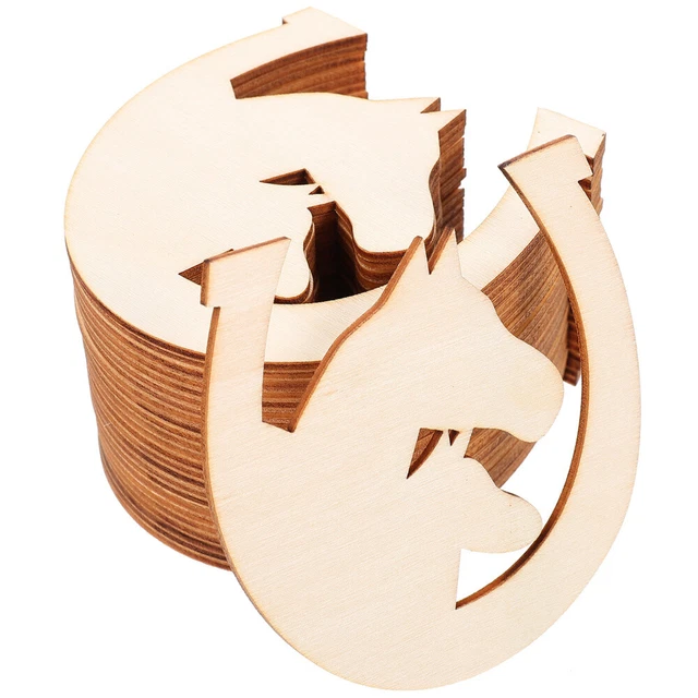 48 Pcs Hufeisen-Chips Holz Kind Unfertige Hölzerne Hufeisenausschnitte DIY