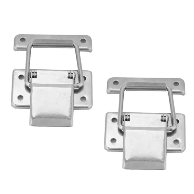 2pcs Stainless Steel Hardware Cabinet Case Spring Loaded Latch Catch Togg UK GGM