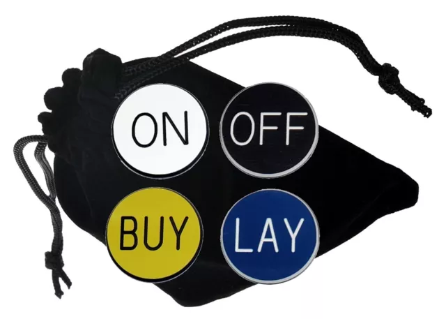Craps On/Off and Buy/Lay Lammer Buttons with Black Velvet Storage Pouch