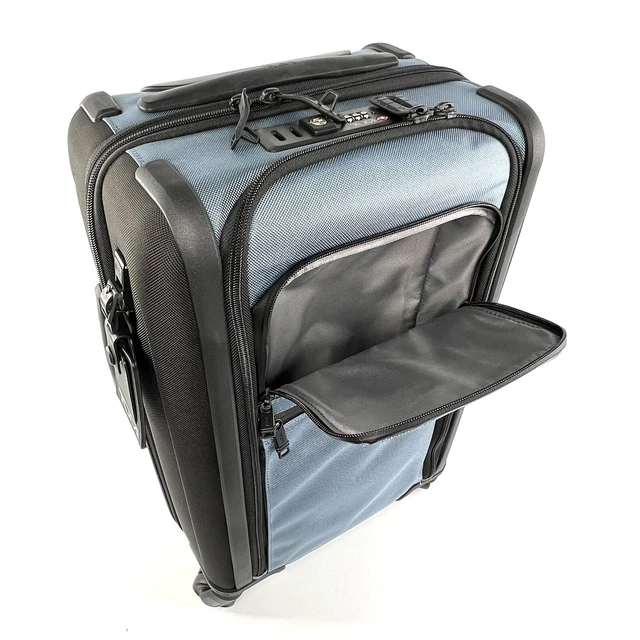 TUMI Alpha 3 International Dual Access Carry On 4 Wheel Expandable Storm Blue 14
