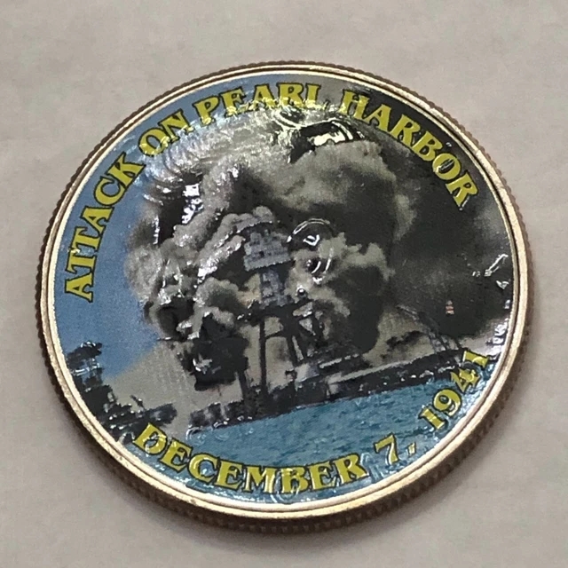Colorized Kennedy half dollar.ATTACK ON PEARL HARBOR DECEMBER 7, 1941 #52