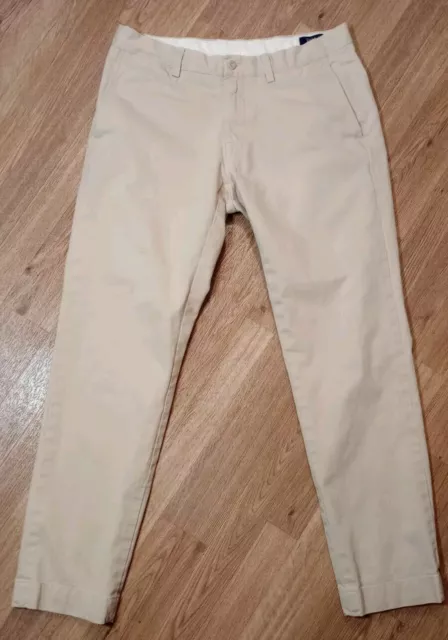 POLO Ralph Lauren Pants Mens 33x32 Slim Beige Chino Flat Front Straight Khaki