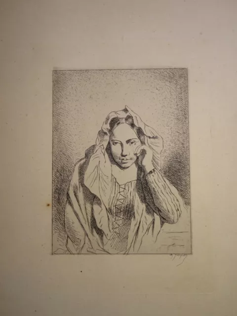 Charles Emile JACQUE 1813-1894 EAU FORTE ORIGINALE PAYSANNE BARBIZON REALISME b