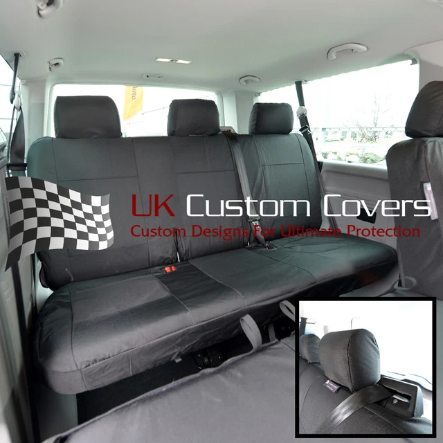 thumbnail image 2 of UK Custom Covers VW Transporter T5/T5.1 Seat Covers – Full Set With 2nd Row Bench (2003-2015), Black 2 of 5