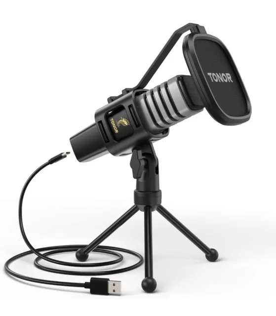 TONOR USB Microphone, Cardioid Condenser Computer PC Mic with Tripod Stand, Pop