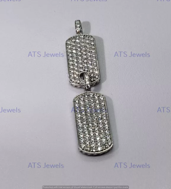 Men's Real 925 Sterling Silver 1.50CT Lab-Created Diamond Double Dog-Tag Pendant 3