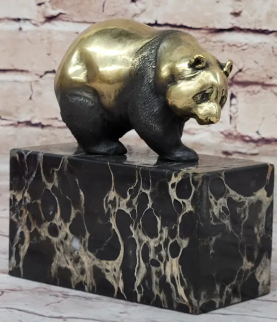 Art Deco European Panda Vienna Hot Cast Animal Bronze Sculpture Book End Statue