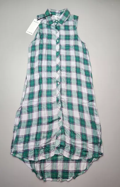 NEW The Laundry Room Women's Green Plaid Casual Dress 100% Rayon Size S