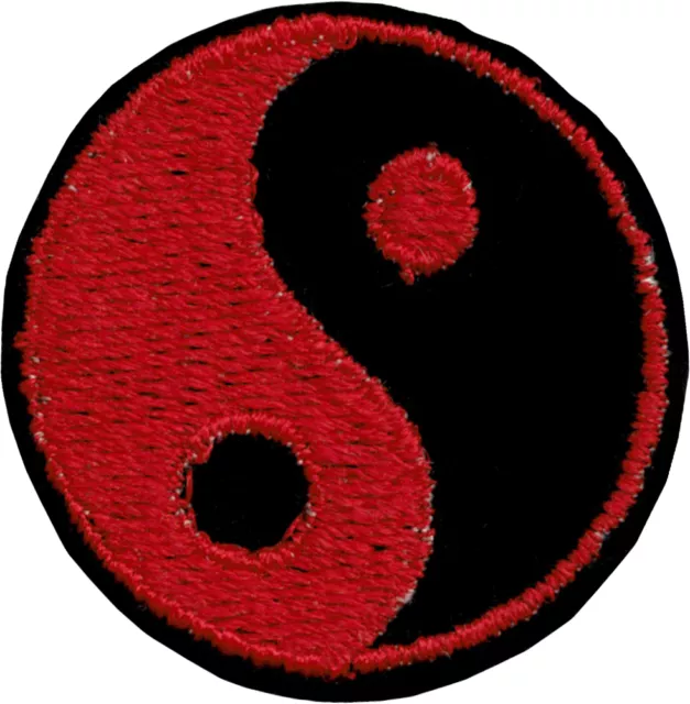 Patch - Symbole Yin Yang noir rouge opposé Tao brodé 1,5" fer à repasser #51062