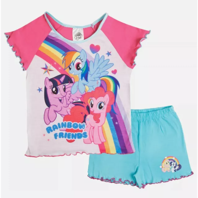 Girls My Little Pony Short Pyjamas Kids Rainbow Friends Shortie PJs Set Size