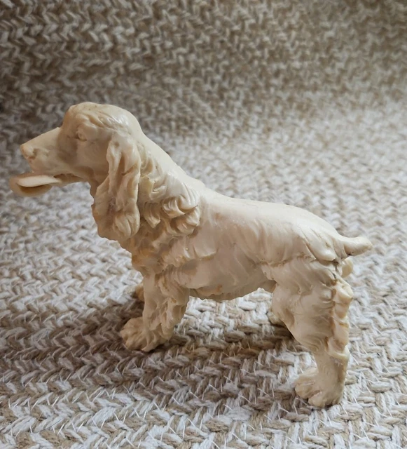 Vintage 5" X 4" Hand Carved English Springer Spaniel Dog With Slipper