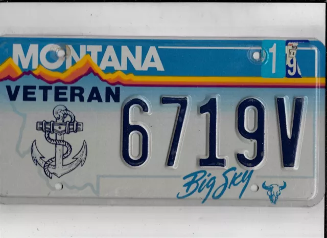 MONTANA 1996 license plate "6719V" ***NAVY VETERAN***