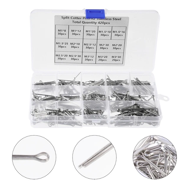 420 Pcs Splintkarte Edelstahl 304 Splint-Sortiment-Kit Befestigungsclip Aus