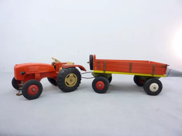 Steiff 1/20 Holz /Blech MAN Traktor Trecker + Steiff Pritschenanhänger, 2 Achser