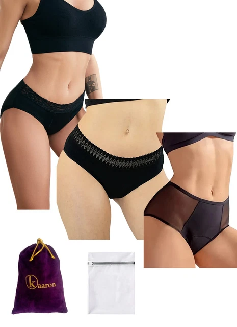 Lot 3 Culottes Menstruelles, culottes règles, 4 couches, flux abondant
