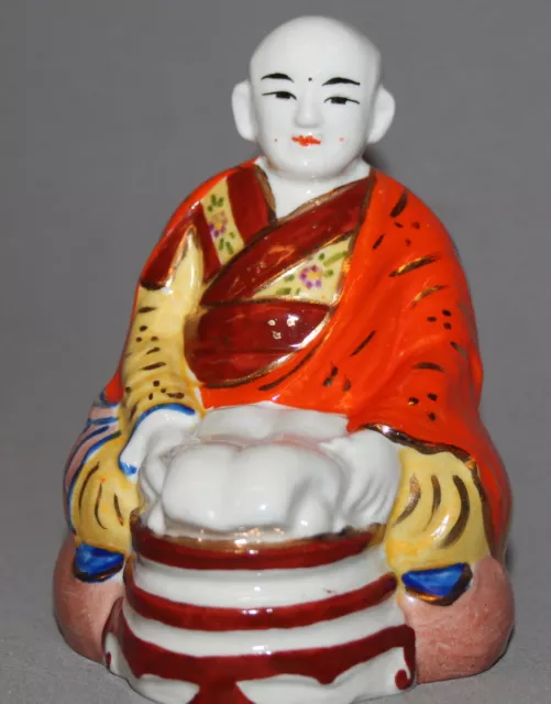 Vintage Hand Made Painted Porcelain Asian Monk Figurine