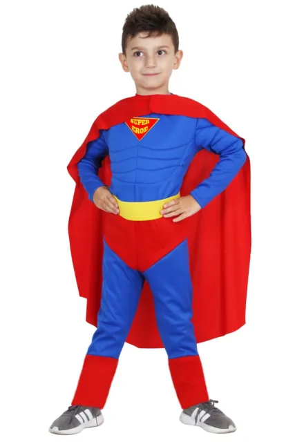 Super Eroe Super Man Costume Carnevale Bambino Bimbo Maschera - VARIE TAGLIE