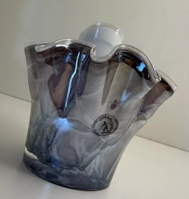 Beautiful Zorza studio Poland handmade art glass PURPLE ornamental display VASE