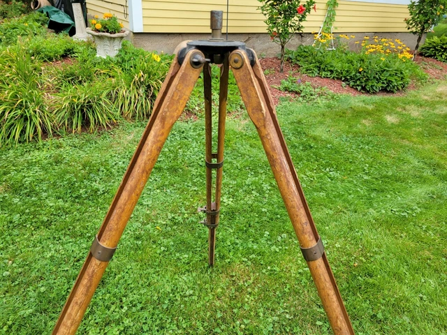 Vintage Wooden Tripod Camera All Brass W Case 1930s 40s Vintage Antique Old Old
