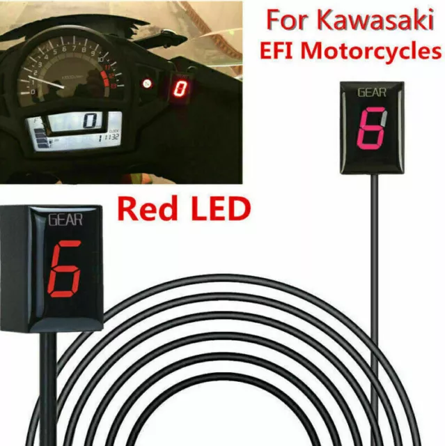 Wasserdichte Motorrad Ganganzeige Rote LED-Anzeige für Kawasaki EFI Plug &  U9U7