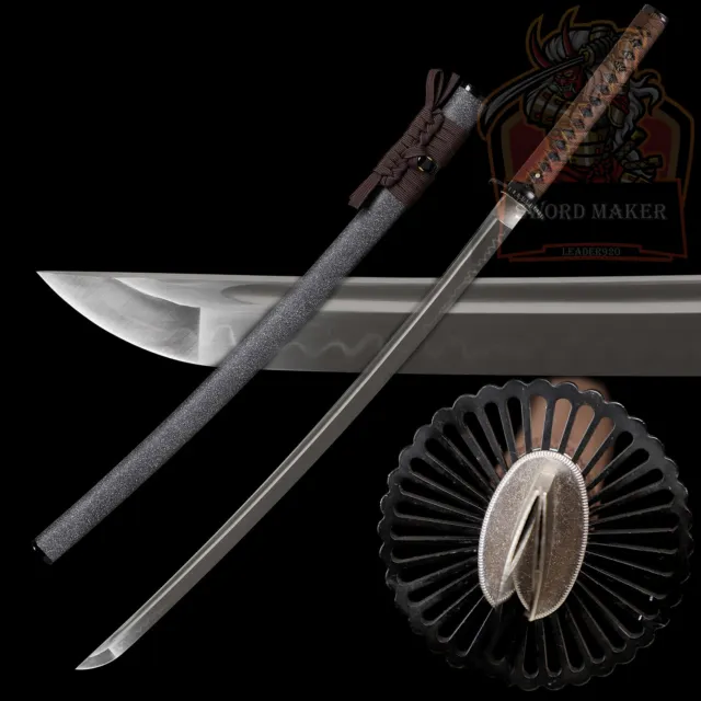Handmade Katana Clay Tempered T10 Steel Real Hamon Full Tang Samurai Razor Sharp