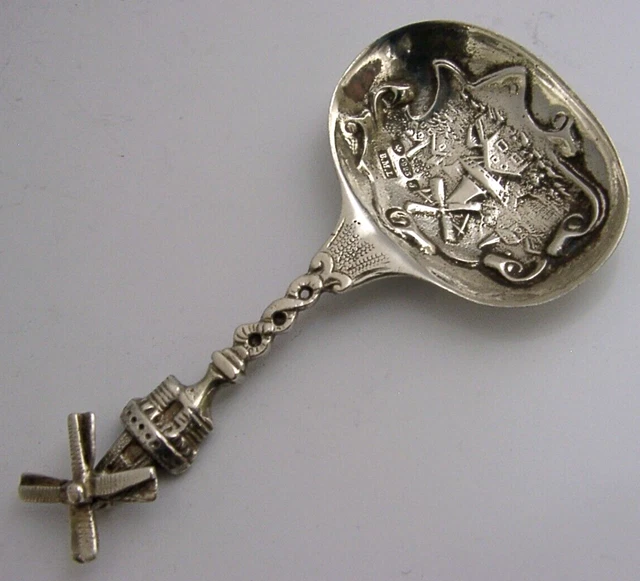 Sterling Silver Windmill Caddy Spoon  1909 Antique English Import