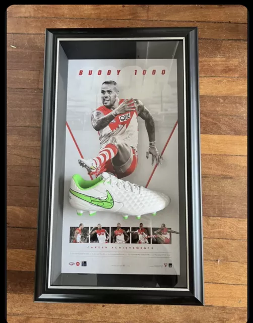 LANCE FRANKLIN Signed Boot & Official AFL 1000 Goals Print & Framed COA