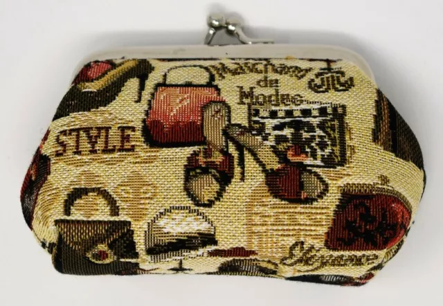 Tapestry Women's Coin Purse Change Holder Clasp Open - BOUTIQUE Print