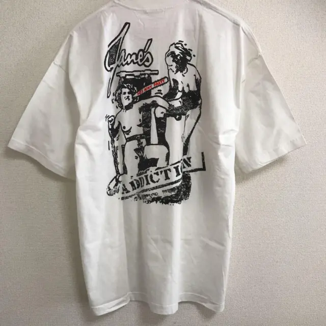 90's  JANES ADDICTION print T-shirt logo champ size XL cotton white unused rare