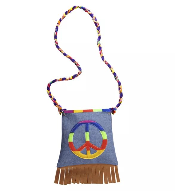 HIPPIE HANDTASCHE 70er Jahre Flower Power Peace Jeans Tasche Kostüm Motto