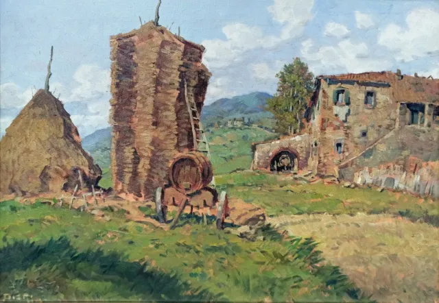 Dipinto Francesco Maria Pieri 1941  Originale Casolare Toscana Tuscany Painting