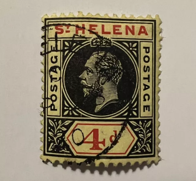 1913 ST. HELENA 4d STAMP #73 KING GEORGE V DEFINITIVE