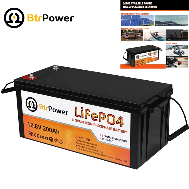 LITHIUM LIFEPO4 12V 200A Battery 100A BMS for Golf Cart Marine RV Solar ...