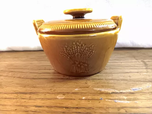 Vintage Franciscan Sugar Bowl & Lid Wheat Golden Brown Harvest California USA