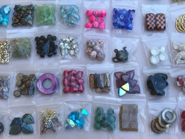 Huge Lot Of Mixed Assorted Beads Jewelry Craft Making Supplies 50 Bags over 1 lb