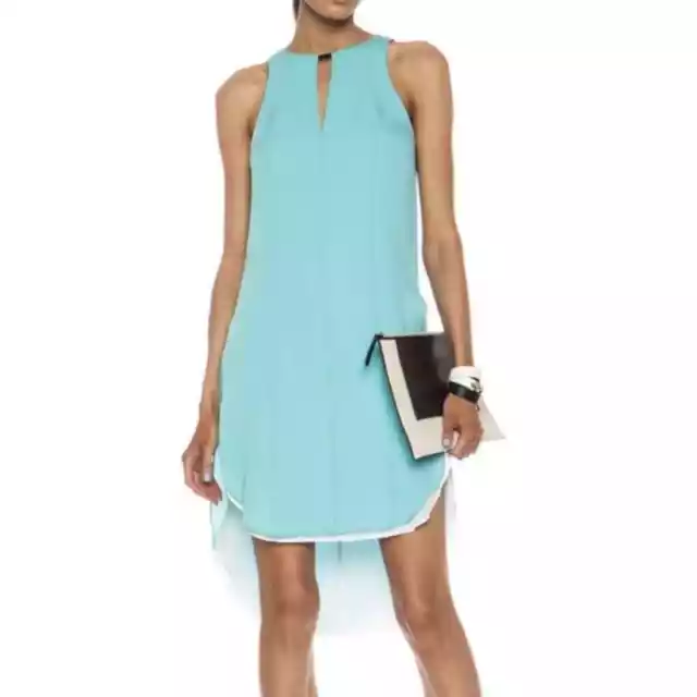 Rag & Bone Dress Aqua Blue Alyna Silk Blend Sleeveless Shirttail NWT Size 0 FLAW 2