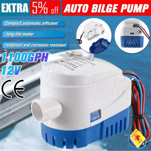 Boat Automatic Bilge Pump 1100GPH 12V Water Marine Submersible Auto Float Switch