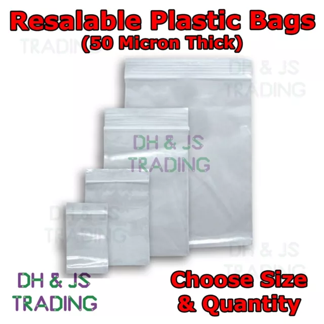 Small & Large Sealer Bags - Resealable Grip Polythene Zip Lock Plastic Bags Seal