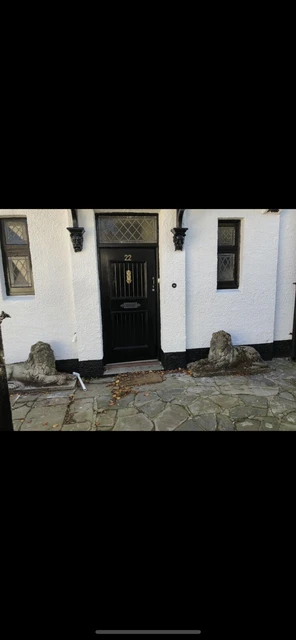 Reclaimed victorian external front door And Leaded Fan Light