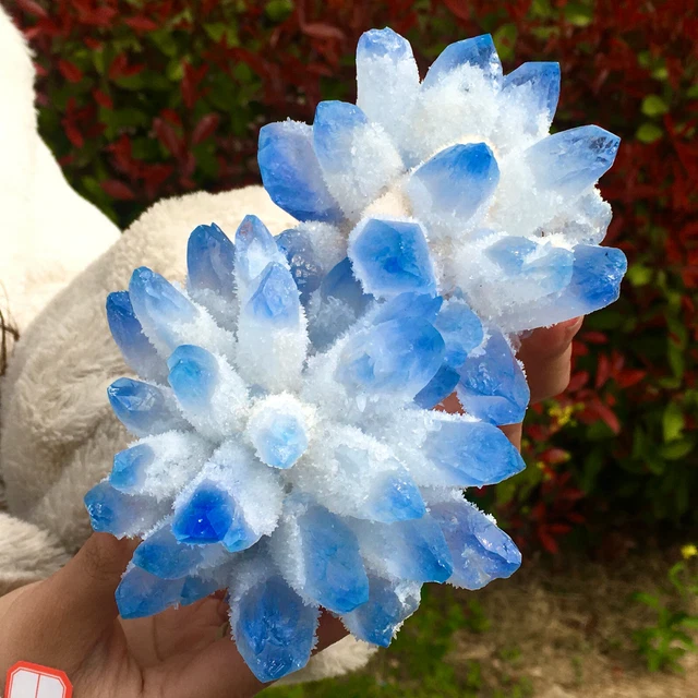 1.84LB New Find sky blue Phantom Quartz Crystal Cluster Mineral SpecimenHea E52