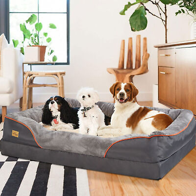 Large XXL Jumbo Dog Bed Rectangular Lounge Sofa Pet Beds Bolster Couch Removable