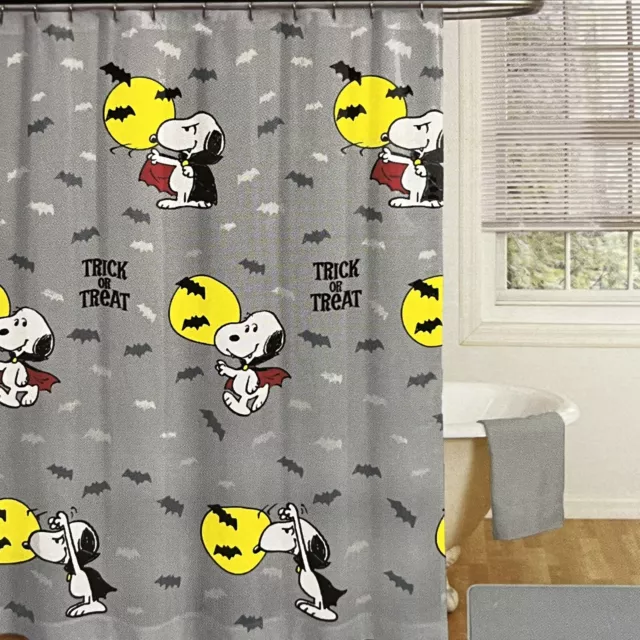 Peanuts Snoopy Halloween Shower Curtain 72”x72” Dracula Vampire Truck Or Treat