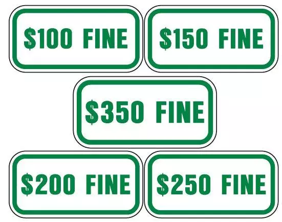 Handicapped Fine Sign (Green) 18" x 4" by Highway Traffic Supply