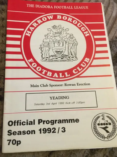 Harrow Borough v Yeading 1992/93 DL